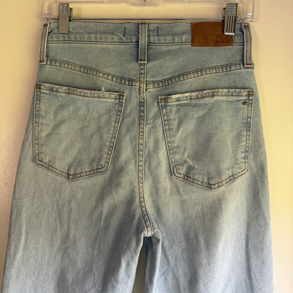 Madewell The Perfect Vintage Straight Jean Light Wash Distressed Knee Size 25 - Picture 3 of 8